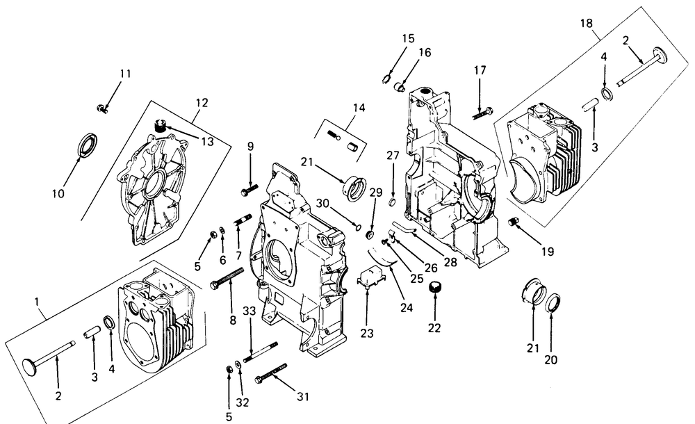 Crankcase Diagram and Parts List for 1860 800000-821059-140661100-141661100 Cub Cadet Lawn Tractor